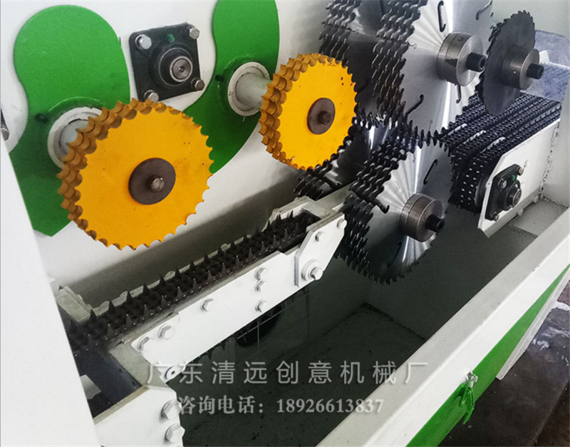 圓木多片鋸采用上下軸多鋸片，超薄鋸片出材率高達(dá)80%以上
