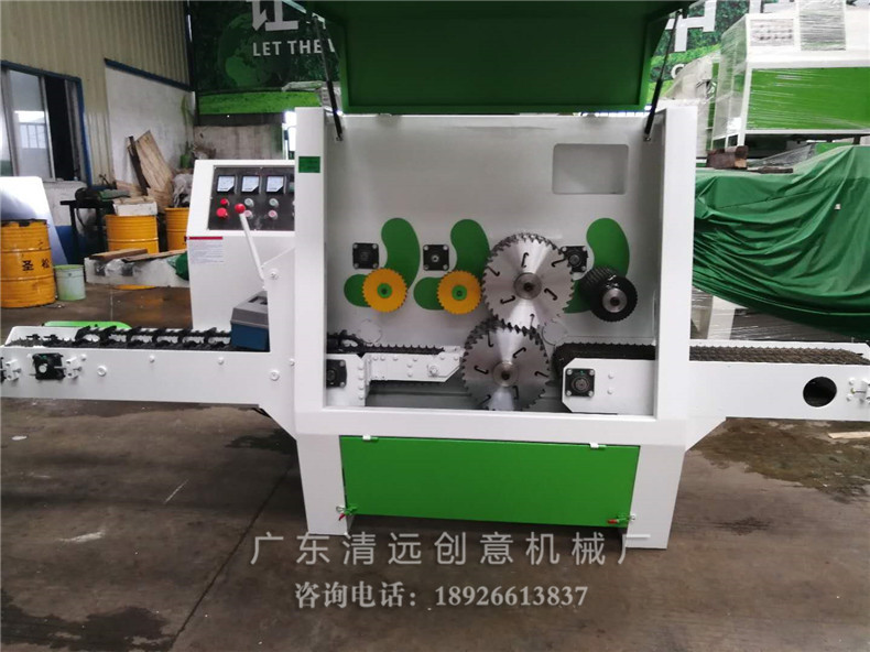 指接板廠多片鋸加工使用臥式圓木多片鋸環(huán)保，此機(jī)器機(jī)體封閉，噪音小，不會(huì)造成塵土飛揚(yáng)